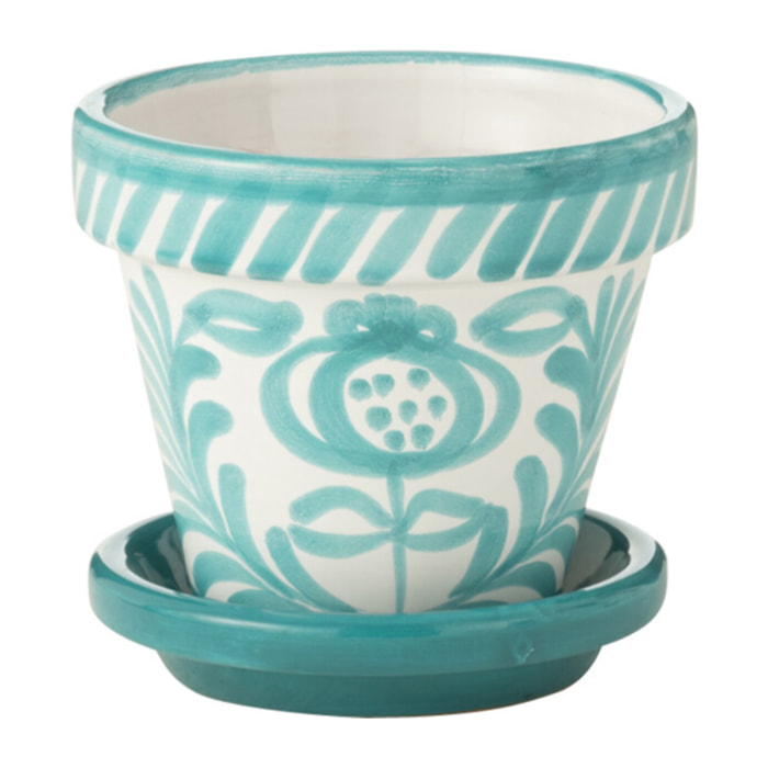 J-Line cache-pot Granada  Handmade + Painted - céramique - aqua - extra small - Ø 17 cm