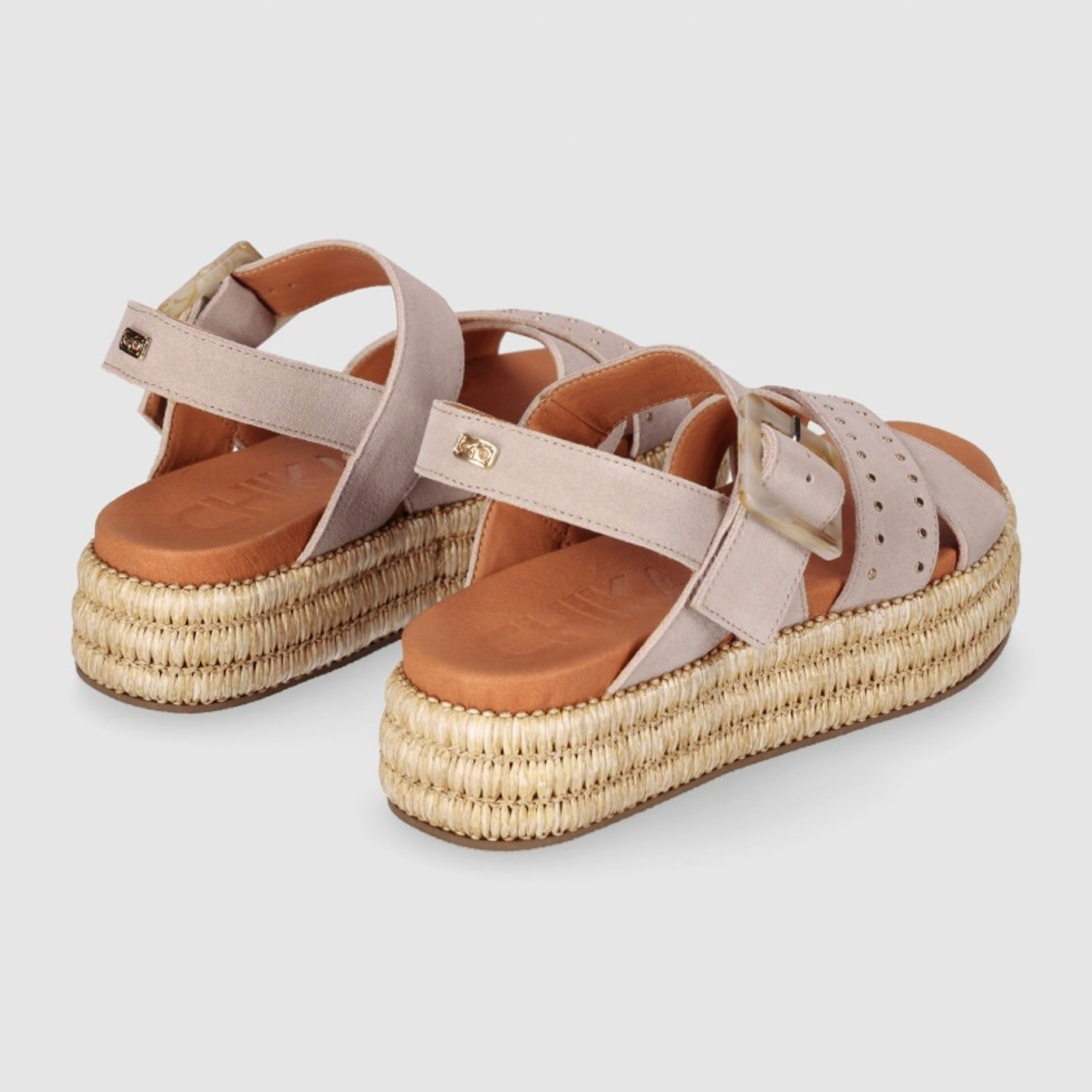Sandalias de Serraje - Piedra - Tacón: 5 cm