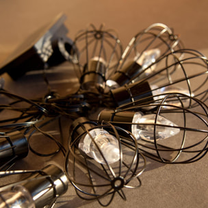 Guirlande lumineuse solaire acier cage 10 ampoules LED blanc chaud KENY 3.80m
