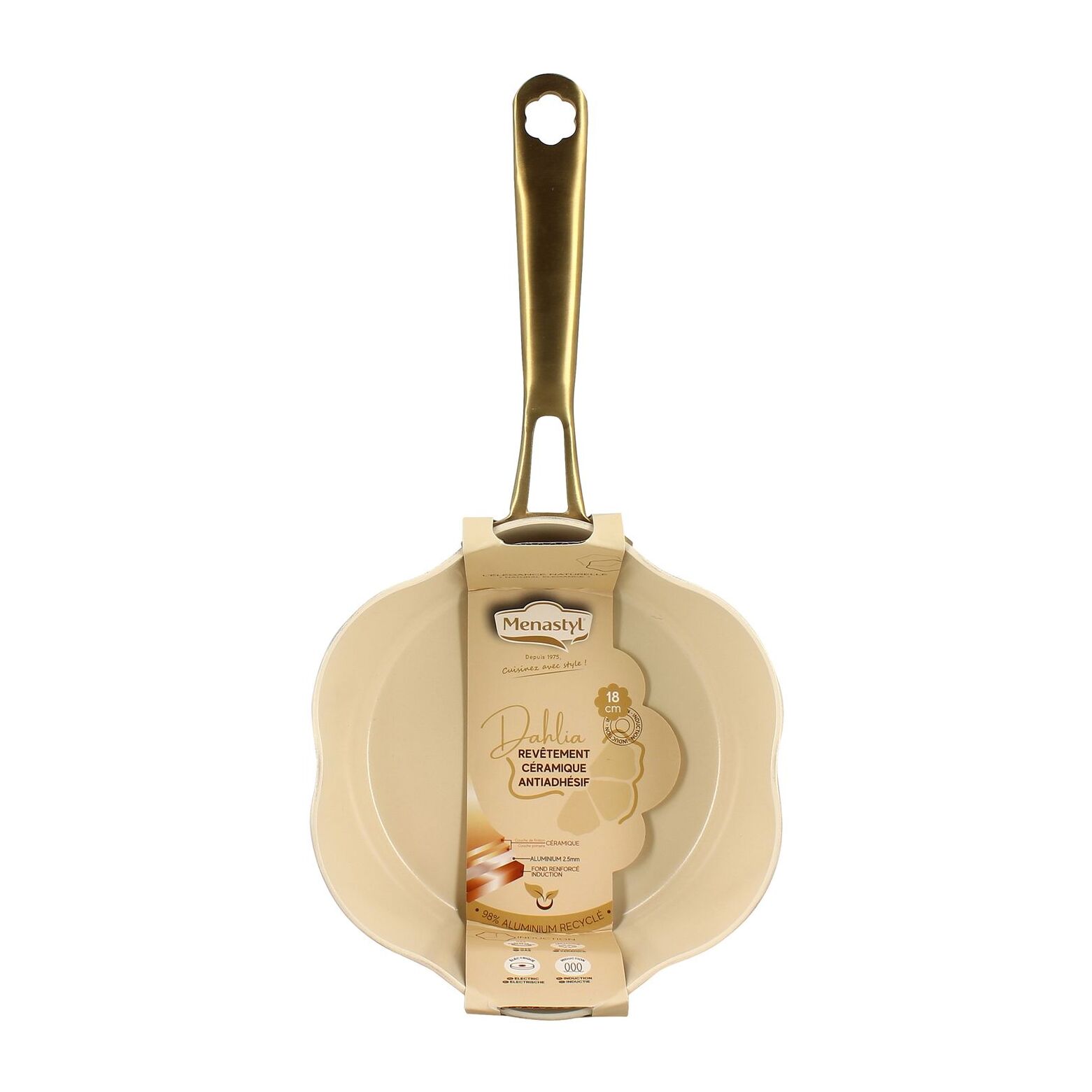Casserole en aluminium recyclé beige 18cm en forme de fleur DAHLIA