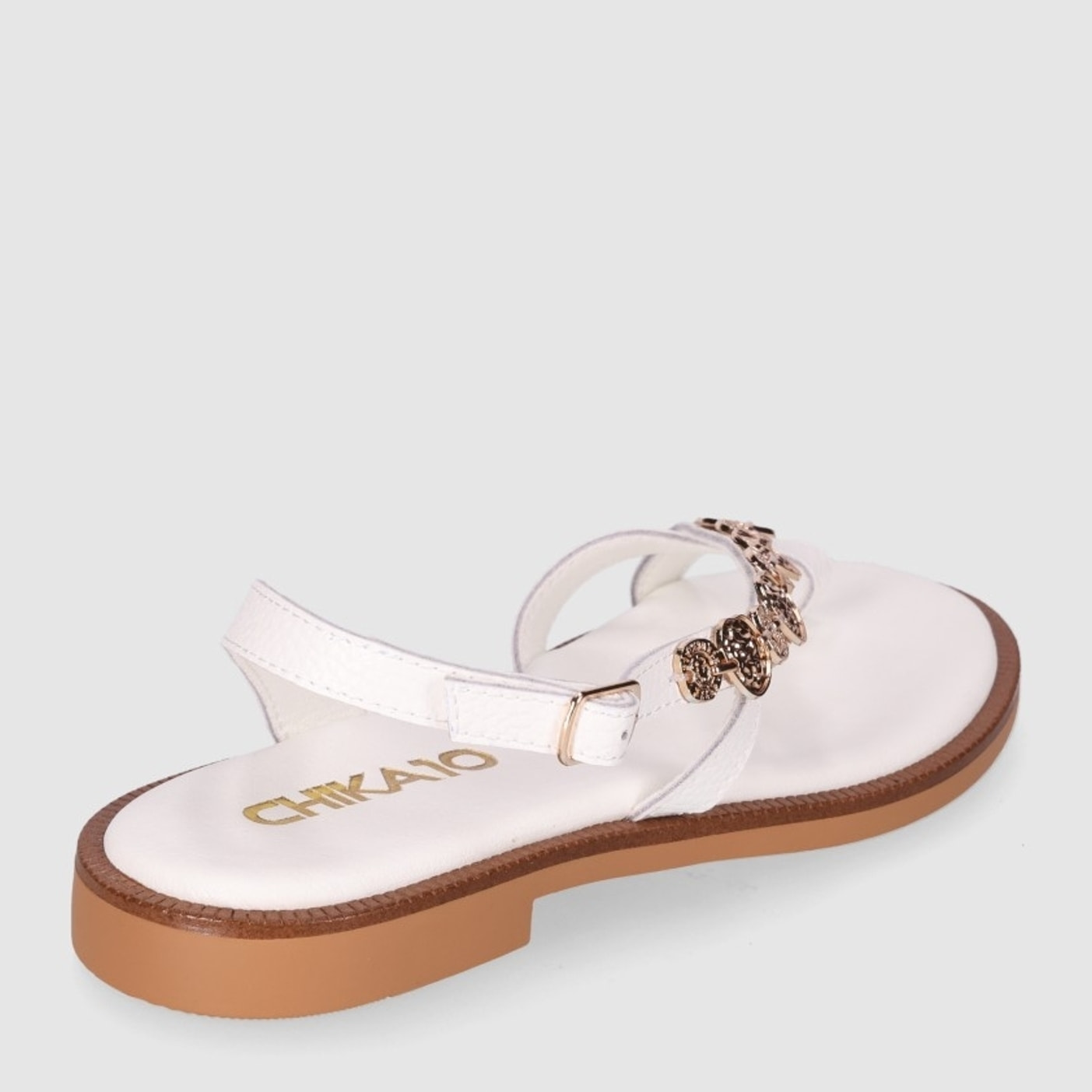 Sandalias de Piel - Blanco - Tacón: 1 cm