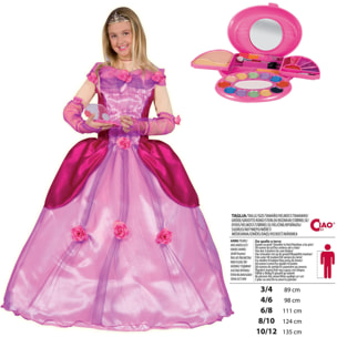 Costume Carnevale Principessa Dafne Rosa Con Cofanetto Make-Up