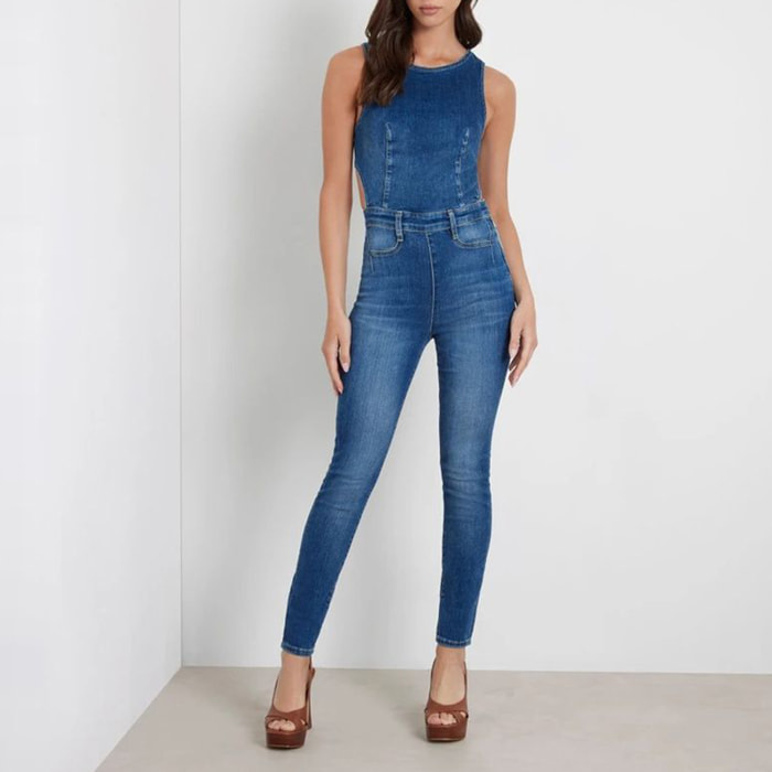 Combinaison Lola - coupe skinny - coton - bleu denim