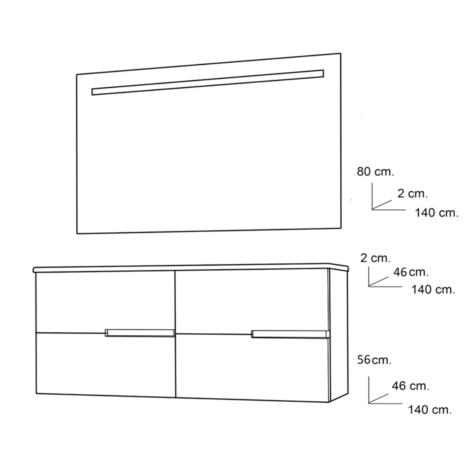 Ensemble de salle de bain MEMPHIS 4C Alday, 140cm, Blanc Mat