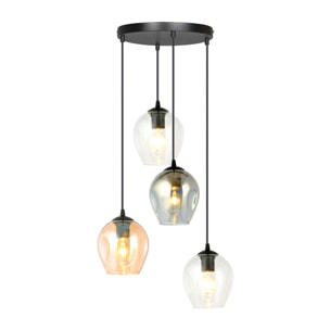 Lampada a sospensione ISTAR in acciaio nero e vetro mix