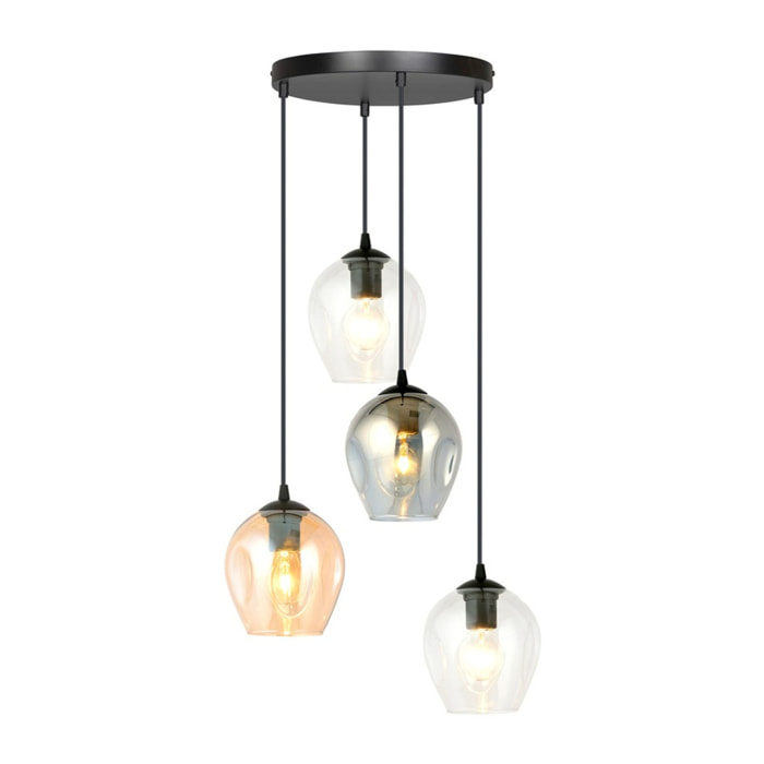 Lampada a sospensione ISTAR in acciaio nero e vetro mix