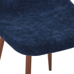 Chaise décor bois teinte noyer et tissu (lot de 4) VERA