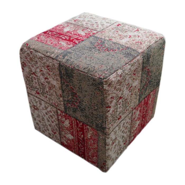 Pouf Solitaire Multicolore in Cotone Patchwork