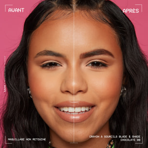 NYX Professional Makeup Blade & Shade, Crayon sourcils double embout, tenue jusqu'à 16h, Chocolate