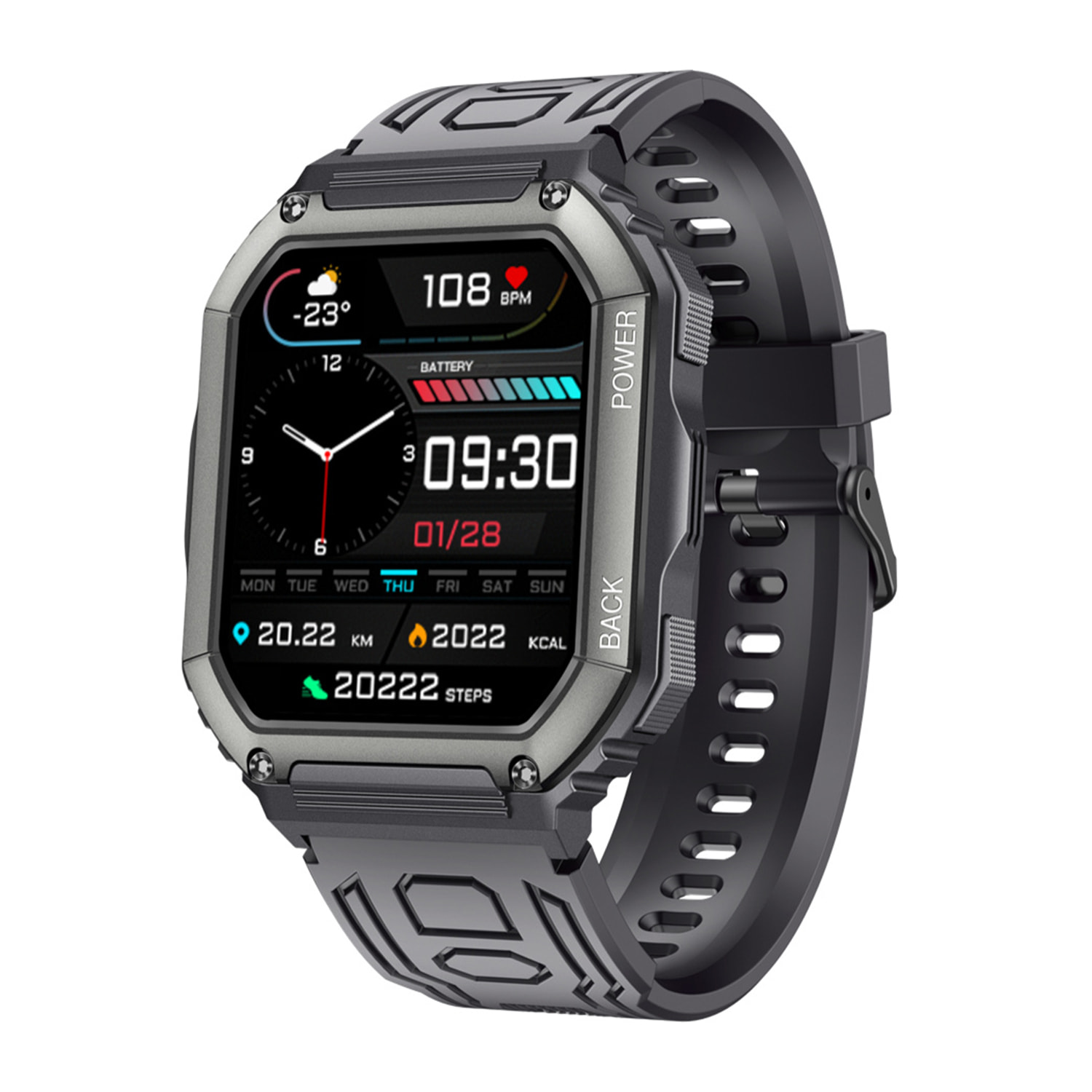 Smartwatch K6 multifunción. 16 modos deportivos. Monitor de tensión y O2 en sangre.