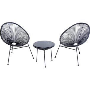 Salon de jardin acapulco en métal "Odea" - 2 places - Noir
