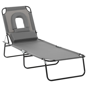 Bain de soleil pliable – Dossier 4 positions – Coussins inclus