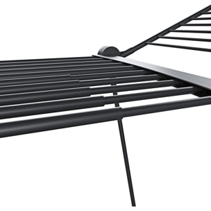 Stendibiancheria Estensibile Fino a 2 Metri Griglia Telescopica 30 M di Stenditura Stendino Grande Con Ruote Richiudibile 218-300 x 55 x 126 cm Nero
