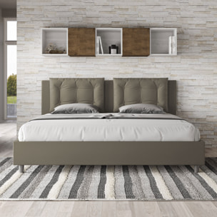 Letto matrimoniale king size contenitore imbottito 180x190 similpelle cappuccino Annalisa