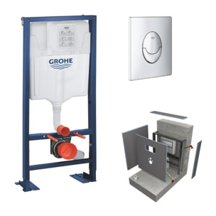 Bati support GROHE Solido + plaque de déclenchement Chromé + habillage et revêtement WEDI I-Board Top Stone gris