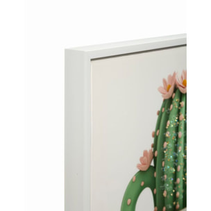 STAMPA SU TELA LACCATA C/CORNICE VASETTO CACTUS -B- CM 40X2,8X40