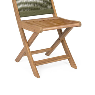Set di sedie pieghevoli MONSARAZ in legno di acacia e corda verde oliva