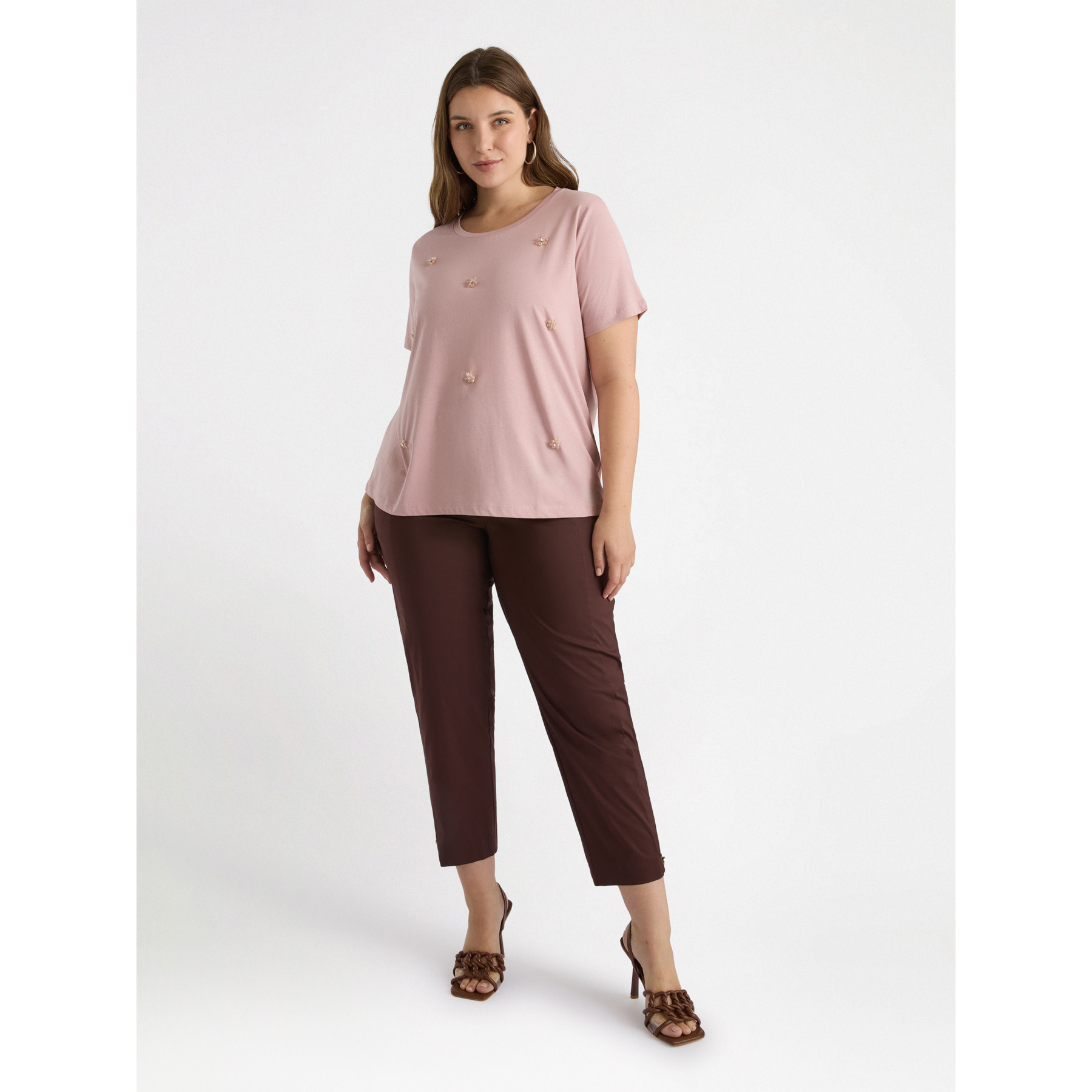 Fiorella Rubino - Camiseta bordada - Rosa cipria