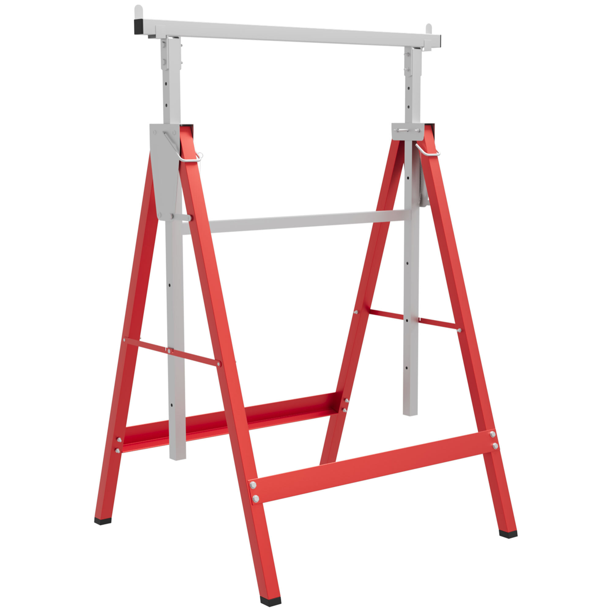 Lot de 2 tréteaux pliables télescopiques hauteur réglable 80-130 cm rouge