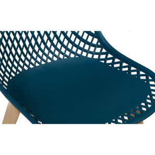 Chaises Maëlle assise ajourée mix de couleurs :  1x blanc, 1x gris foncé, 1x gris clair et 1x bleu canard - lot de 4