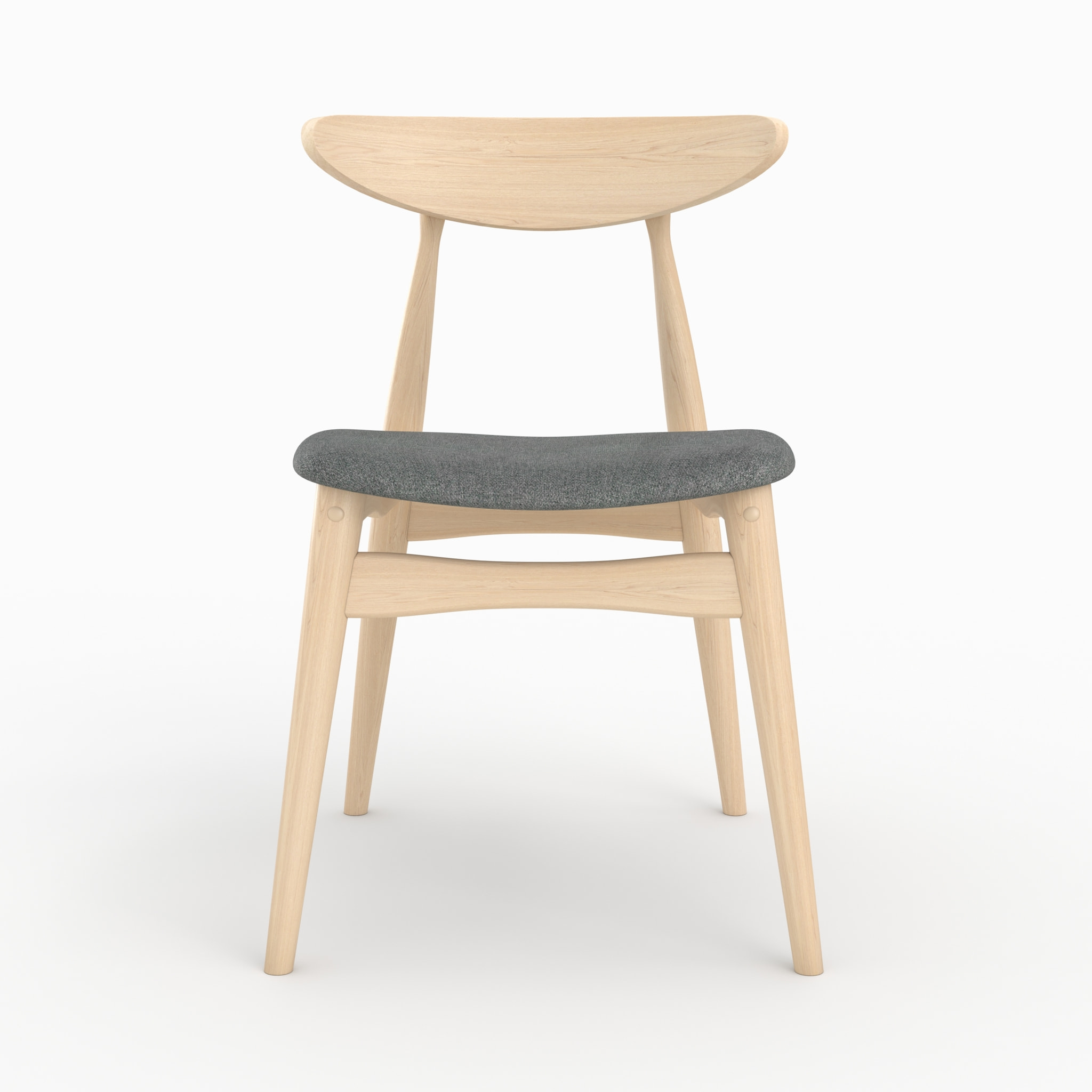 Lot de 2 chaises en tissu gris et bois d'hévéa - Josette