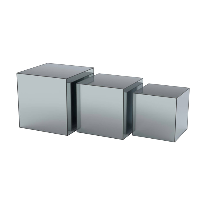 Table cubique miroir transparent. bout de canapé. table d'appoint cube miroir 40cm