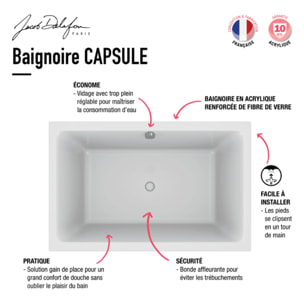 Baignoire bain douche Capsule compacte et profonde 140 x 90 cm