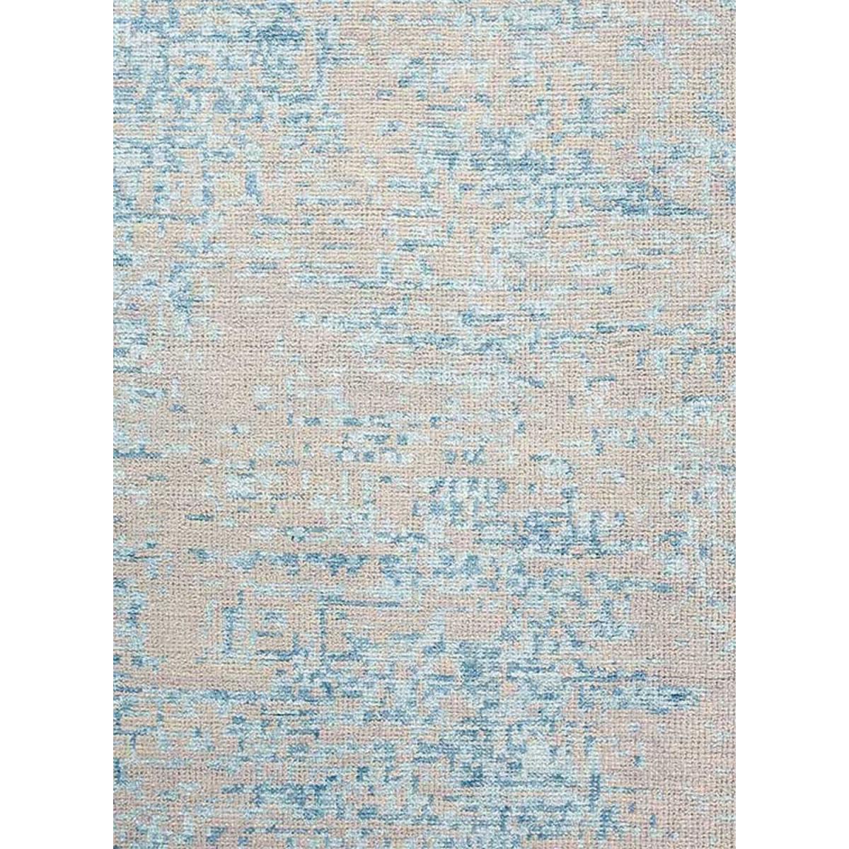 tapis salon 170x240 fait main en viscose bleu clair rectangle motif faux uni
