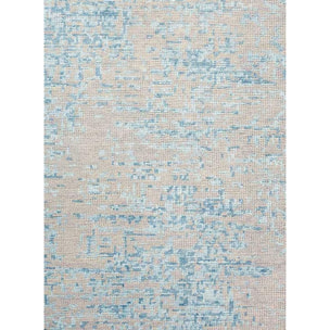 tapis salon 170x240 fait main en viscose bleu clair rectangle motif faux uni