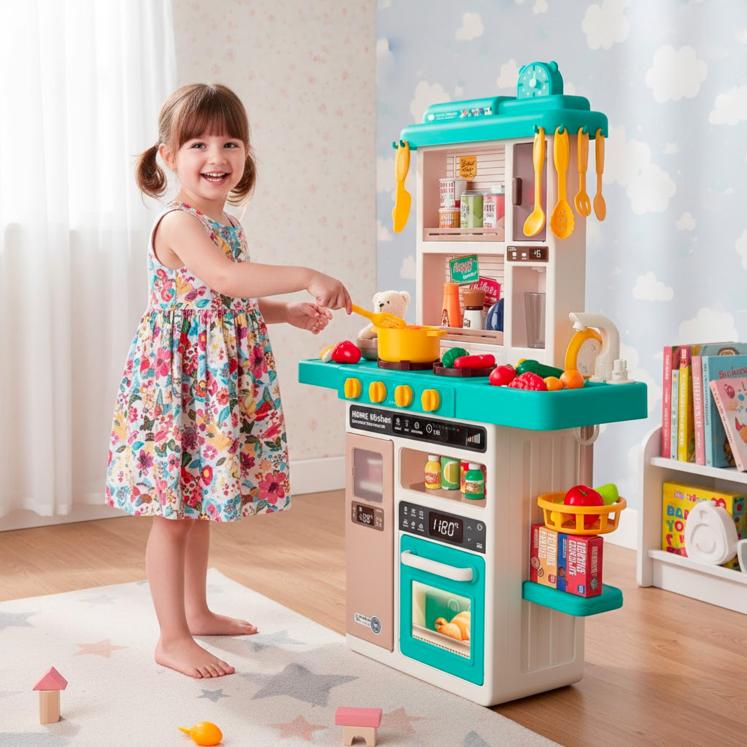Cucina Giocattolo Bambini Con Luci E Suoni Realistici Rubinetto Con Riciclo Acqua Forno Fornelli Apribili 50 Accessori Gioco Educativo 3–8 Anni Verde