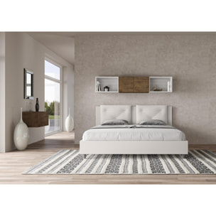 Cama matrimonial sin somier acolchada 180x190 cuero sintético blanco Appia