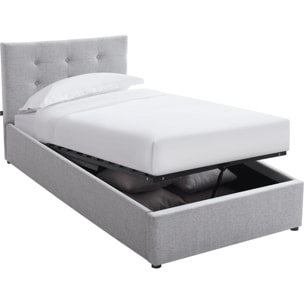 Lit coffre avec tête de lit en tissu - TINA
