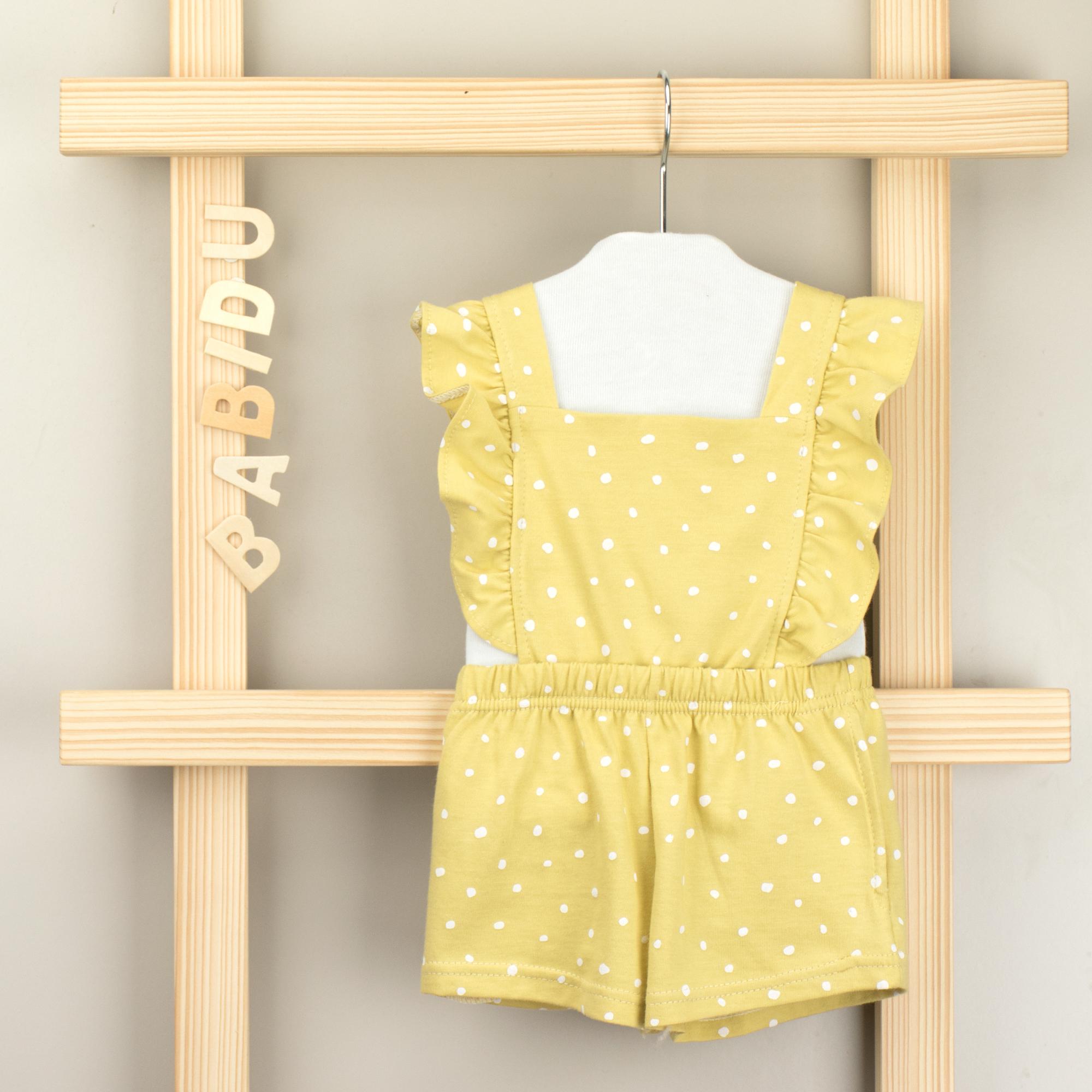 Mono con tirantes con volantes dots Ocre