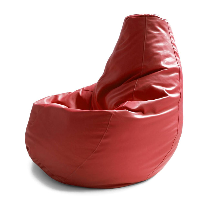 Pouf Annachiara, Pouf a sacco, 100% Made in Italy, Poltrona a sacco in ecopelle, Cm 70x70h110, Rosso