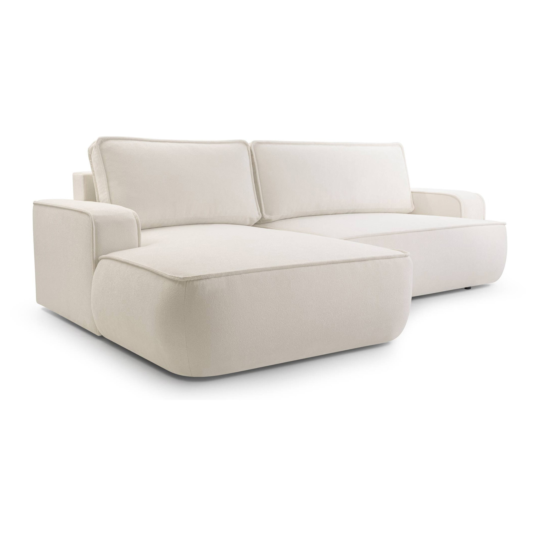 Nessino - canapé d'angle gauche 4 places - convertible avec coffre - en tissu texturé - Beige