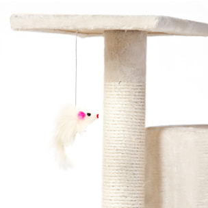 Albero per Gatto con Graffiatoio Cuccia Giocattolo Gatti Parco Giochi Tiragraffi in Sisal Naturale 203 x 60 x 60 cm
