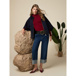 Oltre - Vaqueros cropped con vuelta - Azul