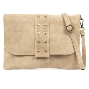 Alpette borsa a tracolla donna. Vera pelle scamosciata.