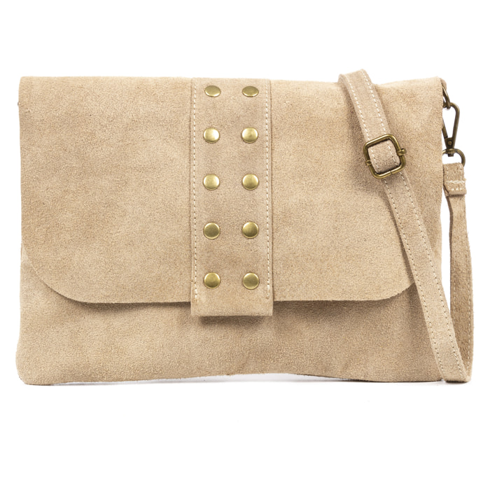 Alpette borsa a tracolla donna. Vera pelle scamosciata.