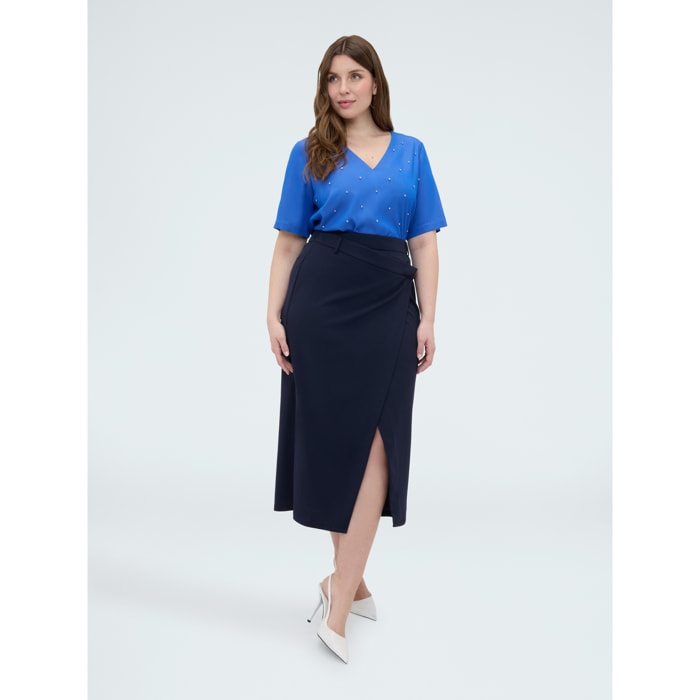 Fiorella Rubino - Blusa in viscosa con punti luce - Bluette