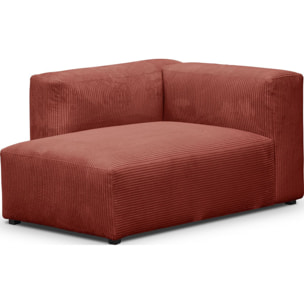 Canapé d'angle à gauche modulable 5 places en velours côtelé + pouf - MODULO