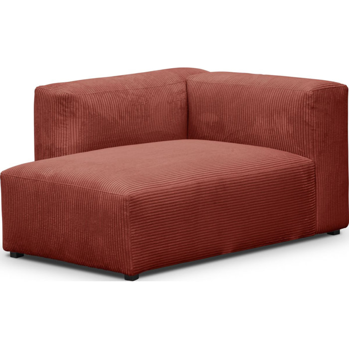 Canapé d'angle à gauche modulable 5 places en velours côtelé + pouf - MODULO