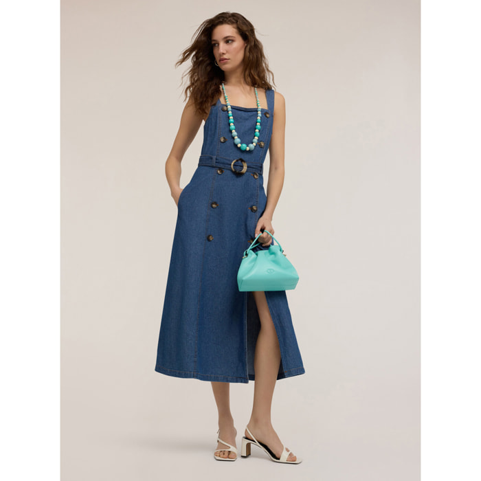 Motivi - Vestito con bottoni in denim misto lyocell - Blu