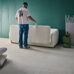 Canapé convertible 3 places tissu chenille blanc - L 220 x P 95 x H 76cm - Twist