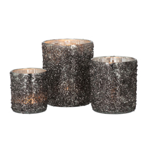 J-Line photophore Paillettes - verre - gris anthracite - large