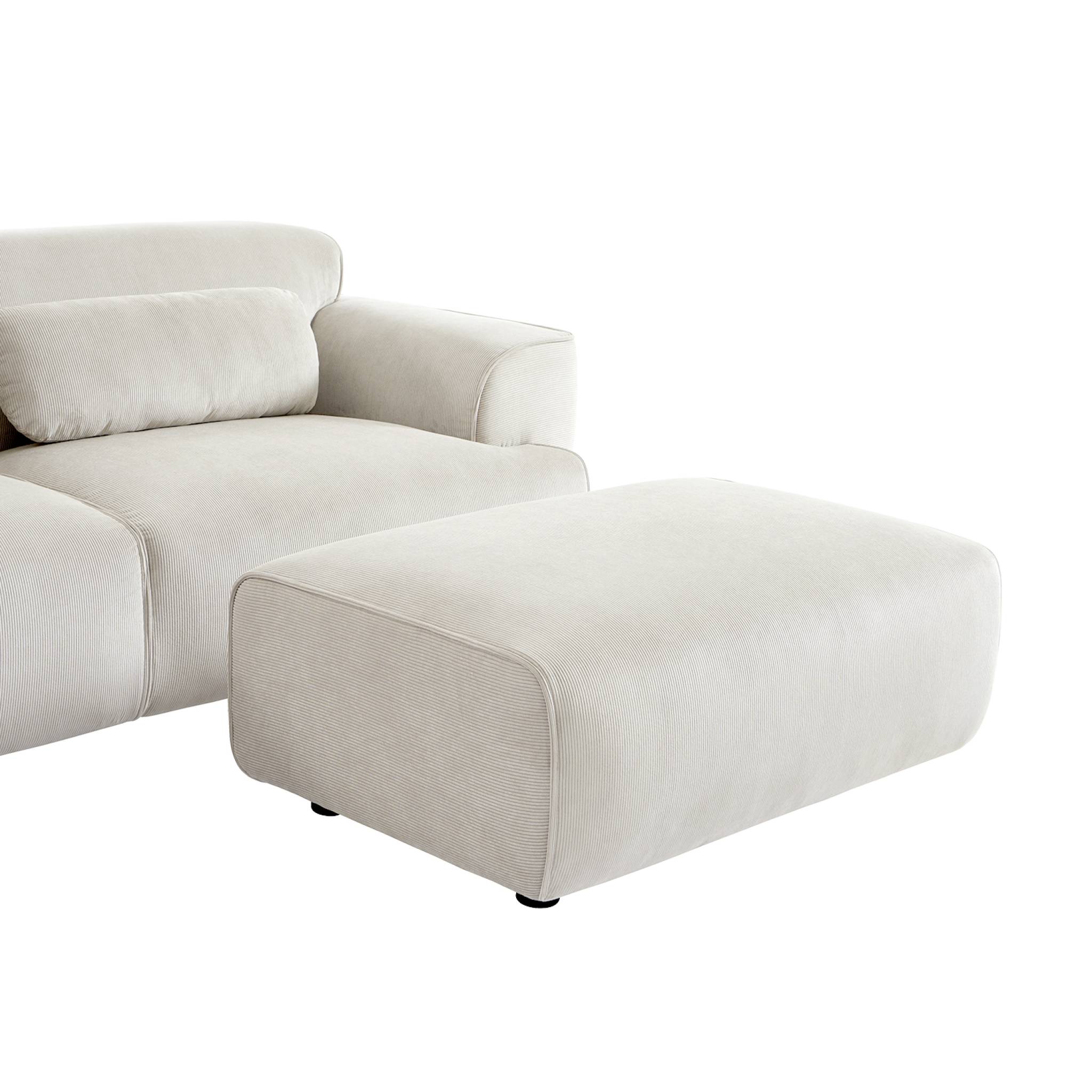 Pouf, repose-pieds pour canapé 3 places Wallas velours côtelé WALLAS