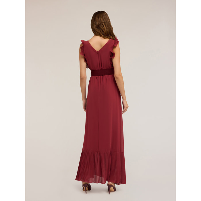 Motivi - Vestito lungo con bordo plissé - Bordeaux
