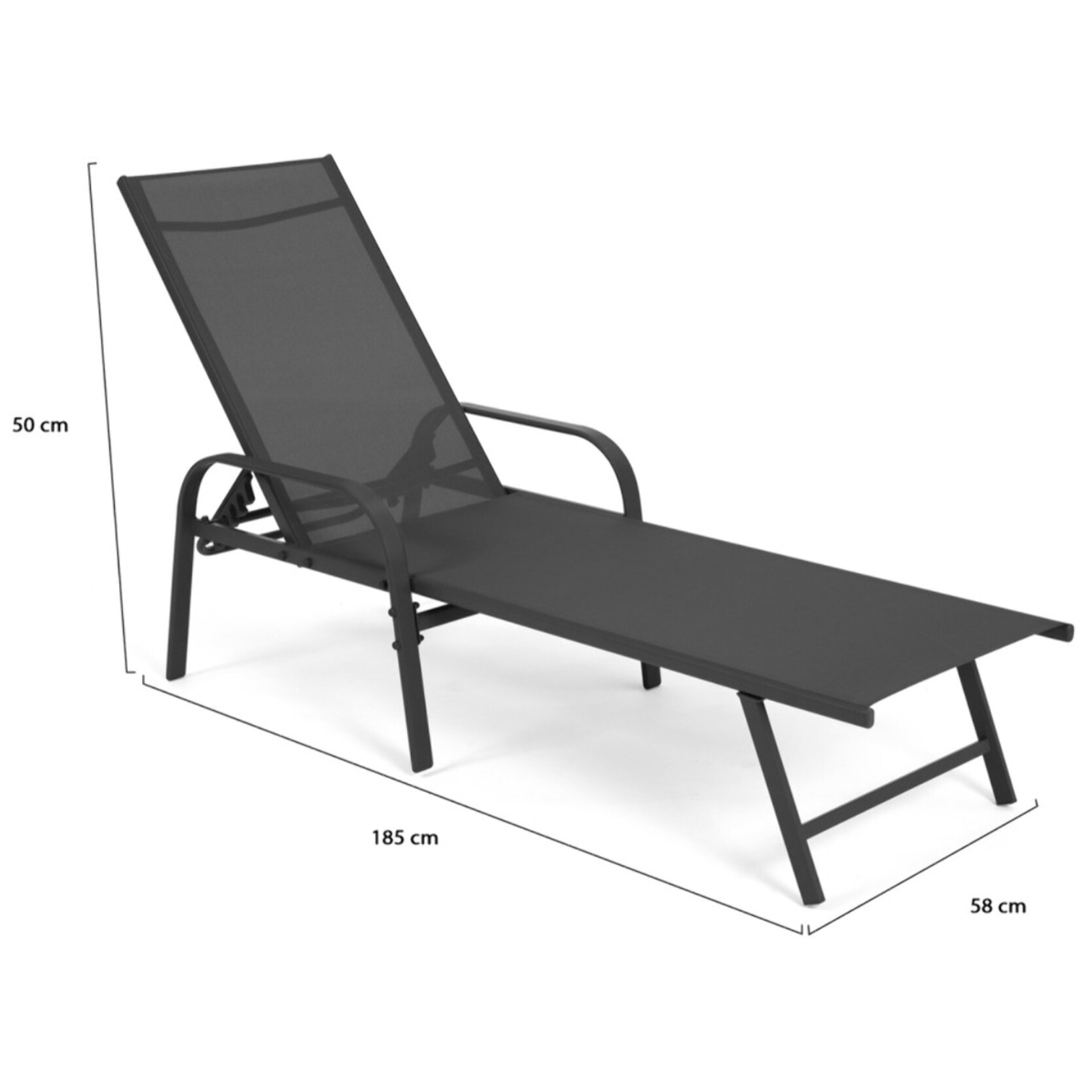 Transats inclinables 5 positions textilène - lot de 2