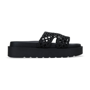 Sandalias de plataforma negras trenzadas