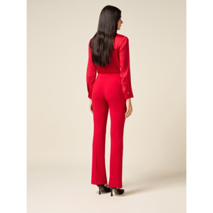Oltre - Pantaloni flare in tessuto crêpe - Rosso